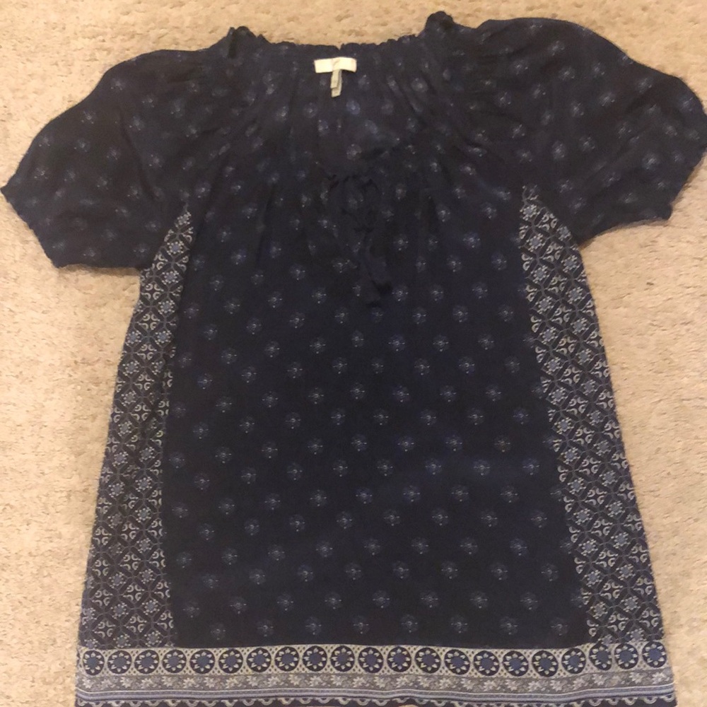 Joie 100% Silk Short-Sleeve Top w Tie in Front